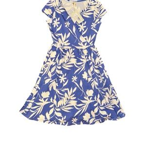 Pact Blue and Cream Floral Casual Dress